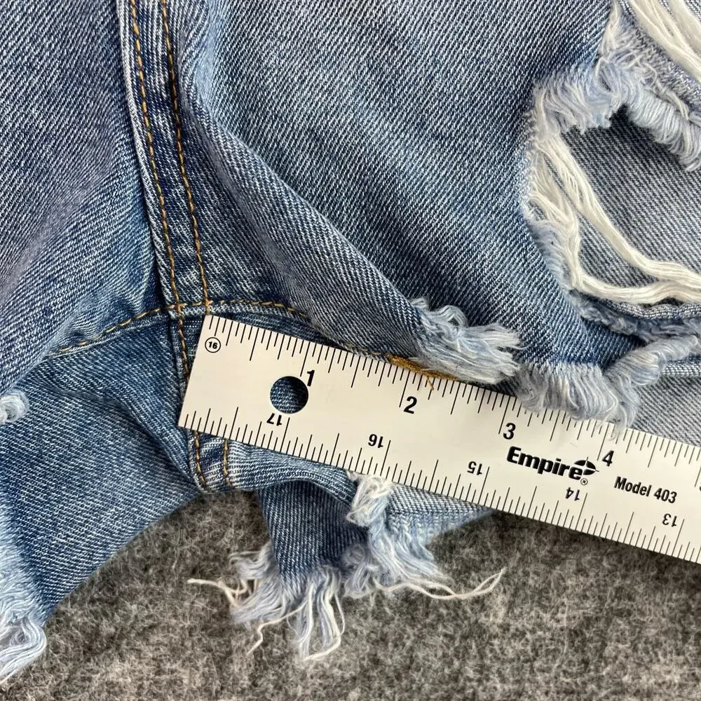 FashionNova Light Blue Wash Distressed Shorts Size 11